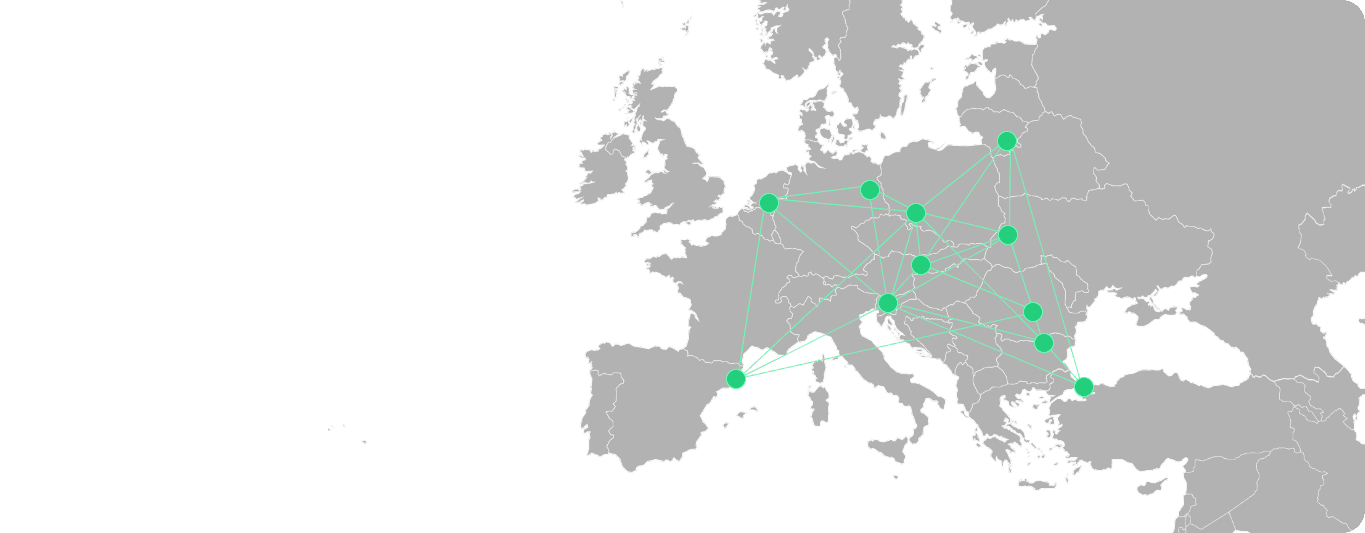 Trans.eu posiada 11 biur w Europie, m.in. w Niemczech, Francji, Włoszech, Hiszpanii i Holandii.